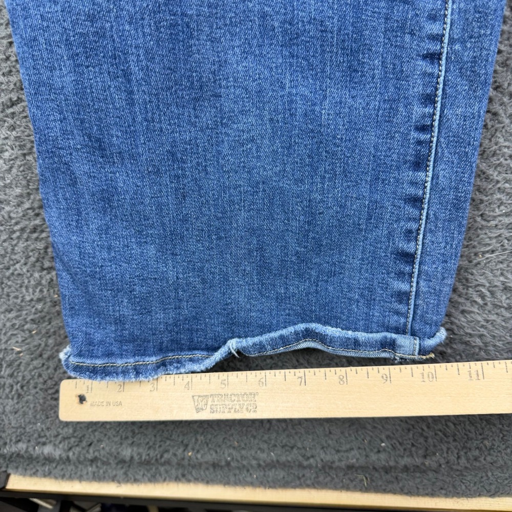 Risen Jeans Womens Size 5 27 Blue Asymmetric Waist Wide Leg Raw Hem RDP5281 - Picture 6 of 8